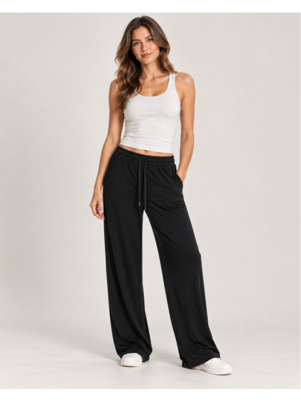 Aritzia Homestretch Black Wide Leg Drawstring Pants Size M